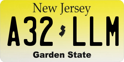 NJ license plate A32LLM