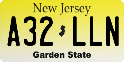 NJ license plate A32LLN
