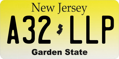 NJ license plate A32LLP