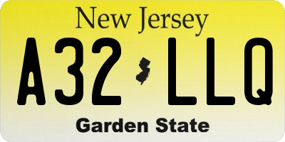 NJ license plate A32LLQ
