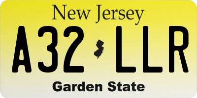 NJ license plate A32LLR