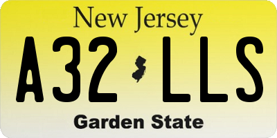 NJ license plate A32LLS