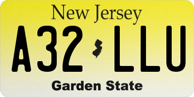 NJ license plate A32LLU