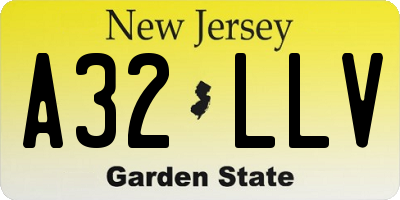 NJ license plate A32LLV