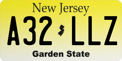 NJ license plate A32LLZ