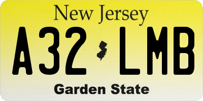 NJ license plate A32LMB