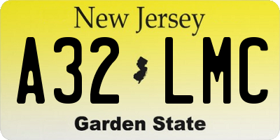 NJ license plate A32LMC
