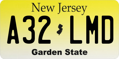 NJ license plate A32LMD