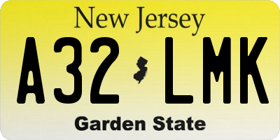 NJ license plate A32LMK