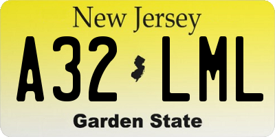 NJ license plate A32LML