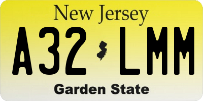 NJ license plate A32LMM