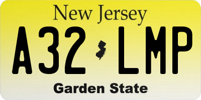 NJ license plate A32LMP