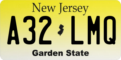 NJ license plate A32LMQ