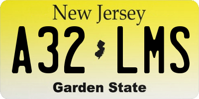 NJ license plate A32LMS