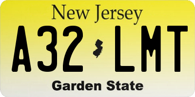 NJ license plate A32LMT