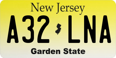 NJ license plate A32LNA