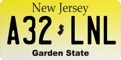 NJ license plate A32LNL