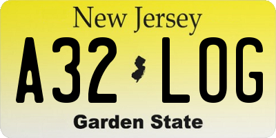 NJ license plate A32LOG