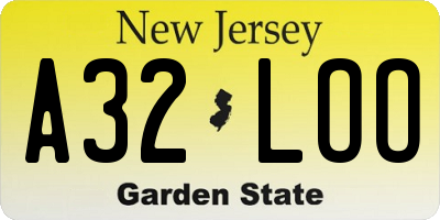 NJ license plate A32LOO