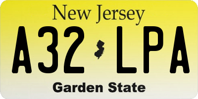 NJ license plate A32LPA