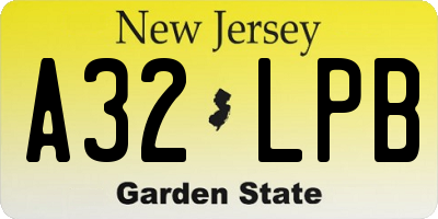 NJ license plate A32LPB