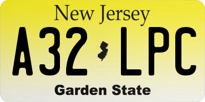 NJ license plate A32LPC