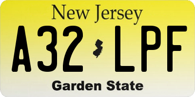 NJ license plate A32LPF