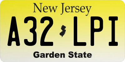 NJ license plate A32LPI
