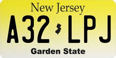 NJ license plate A32LPJ