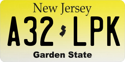 NJ license plate A32LPK