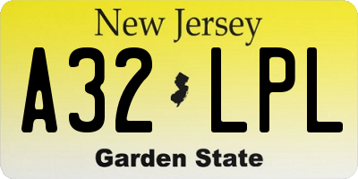 NJ license plate A32LPL