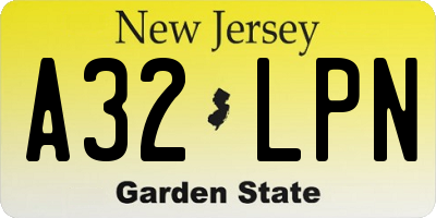 NJ license plate A32LPN