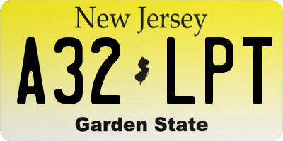 NJ license plate A32LPT