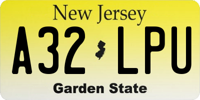 NJ license plate A32LPU