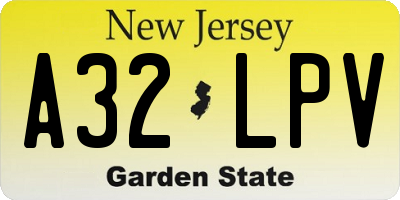 NJ license plate A32LPV