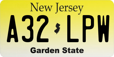NJ license plate A32LPW