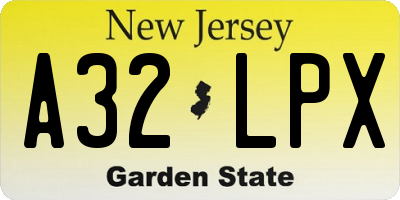 NJ license plate A32LPX