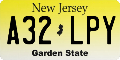 NJ license plate A32LPY