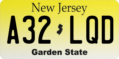 NJ license plate A32LQD
