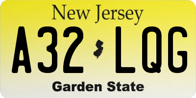 NJ license plate A32LQG
