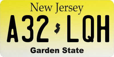 NJ license plate A32LQH