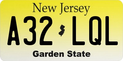 NJ license plate A32LQL
