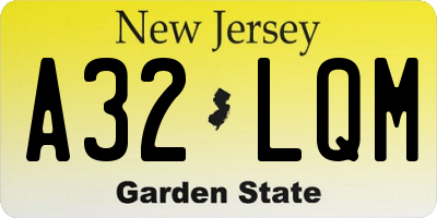 NJ license plate A32LQM