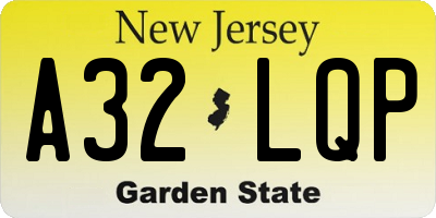 NJ license plate A32LQP