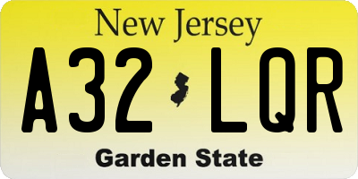 NJ license plate A32LQR