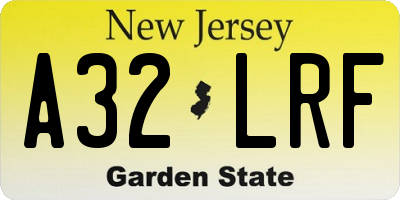 NJ license plate A32LRF
