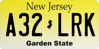 NJ license plate A32LRK