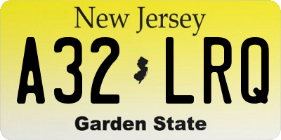 NJ license plate A32LRQ
