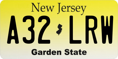 NJ license plate A32LRW