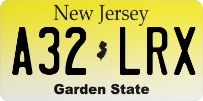 NJ license plate A32LRX